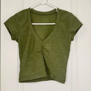 Bombshell Olive Green V-Neck Women's Crop Top